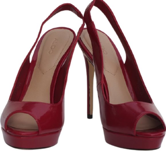 ALDO Patent Leather Peep Toe Sandals, Size 7 - Picture 1 of 6